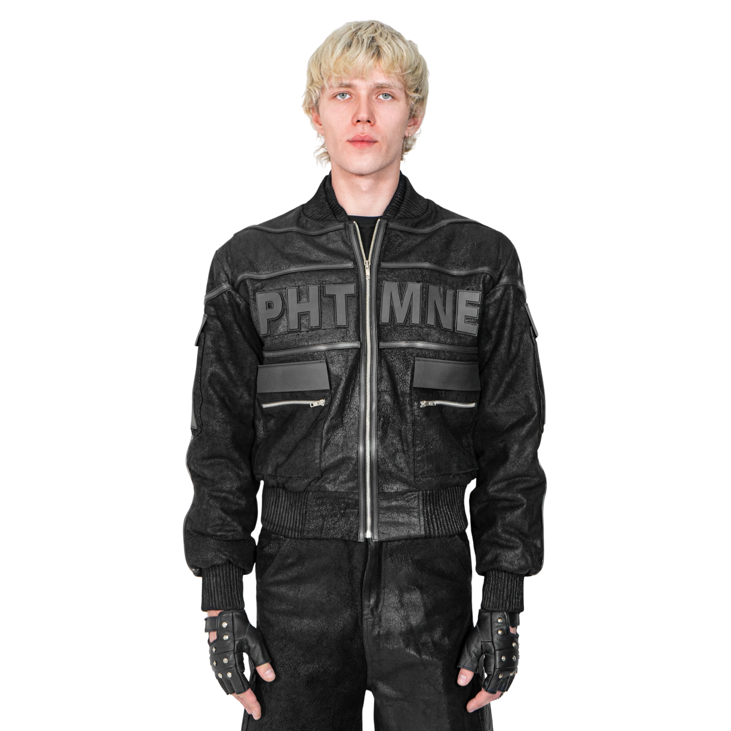 CRACKED LEATHER BOMBER