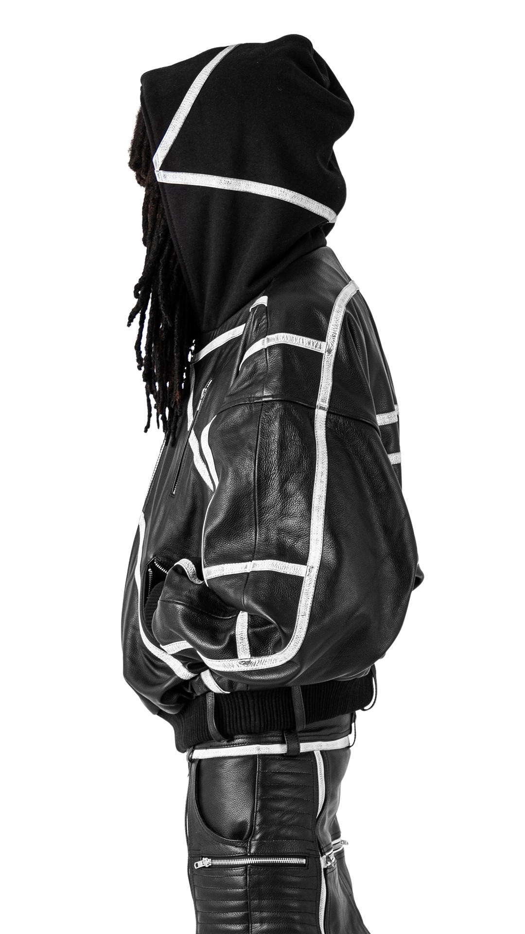 "PRYZM" WHITE LEATHER BOMBER