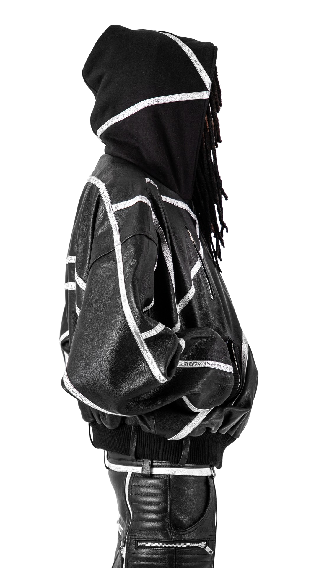 "PRYZM" WHITE LEATHER BOMBER
