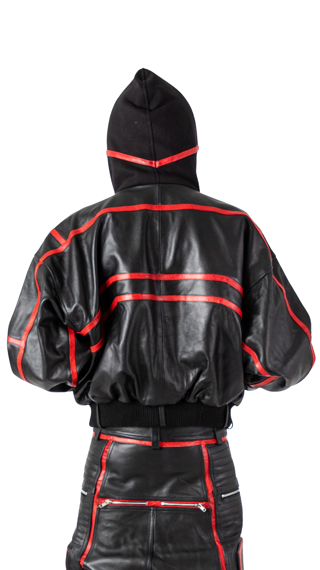 "PRYZM" RED LEATHER BOMBER