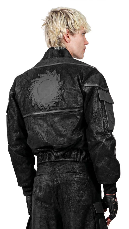 CRACKED LEATHER BOMBER