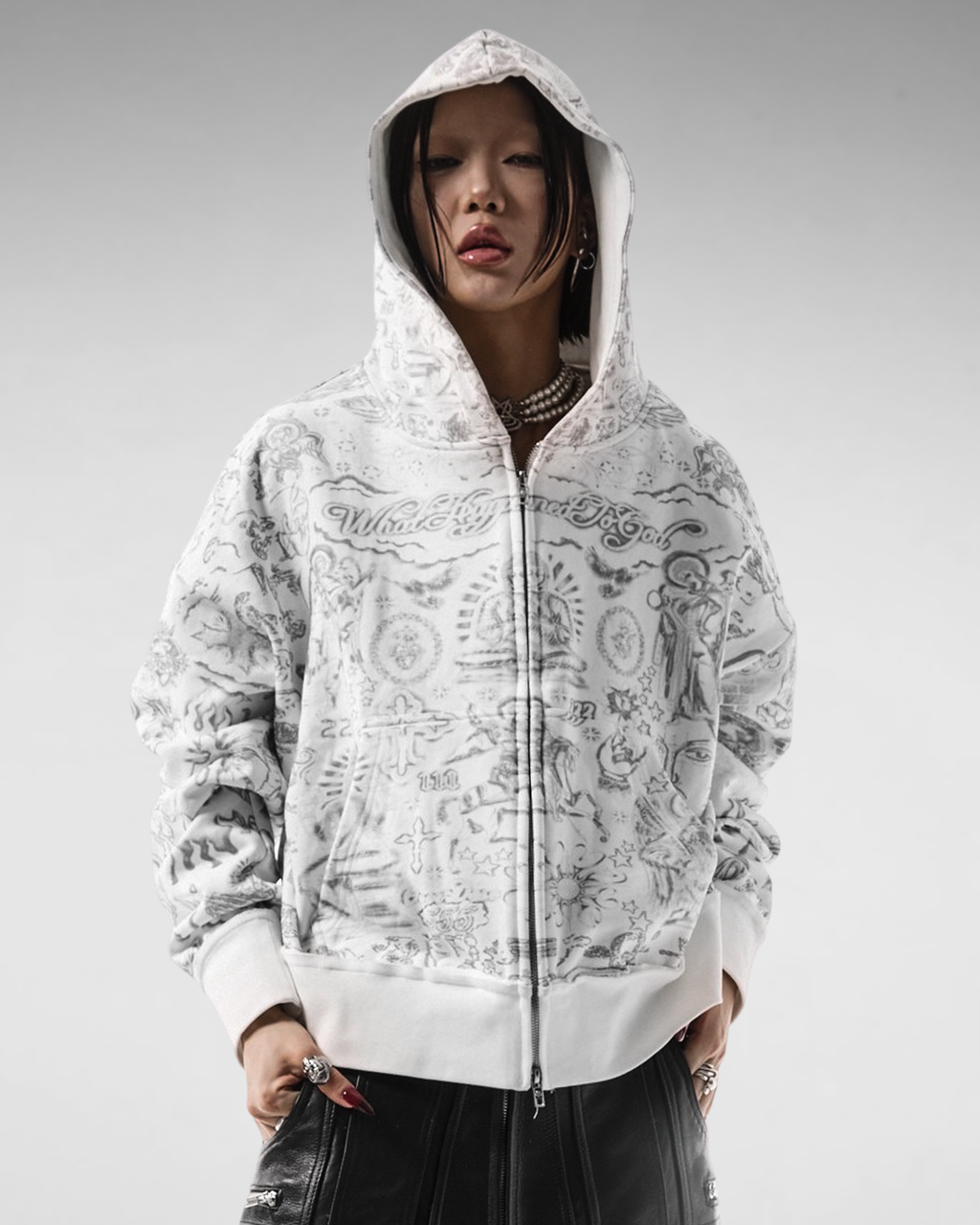 TATTOO ANGEL ZIP UP HOODIE