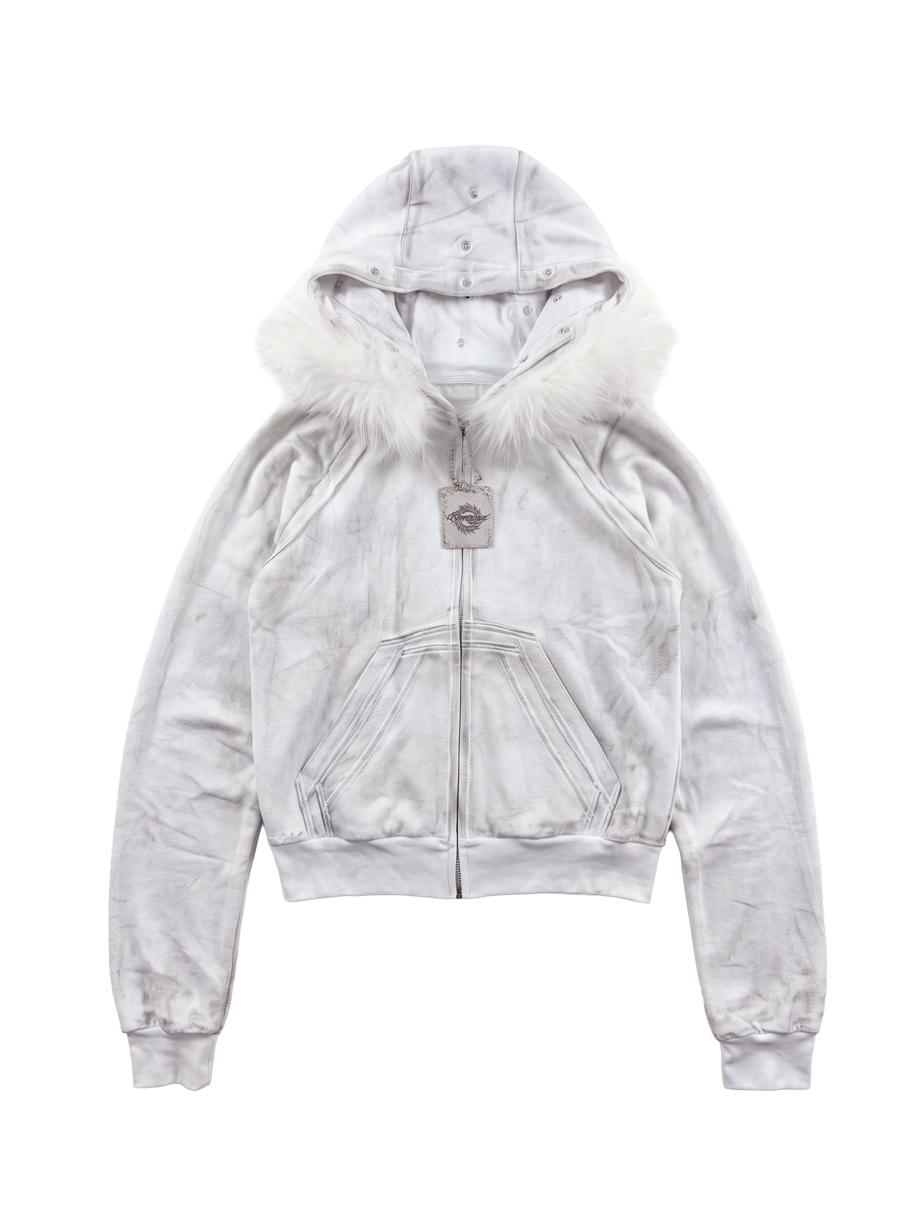 "HALO" ZIP-UP FUR HOODIE