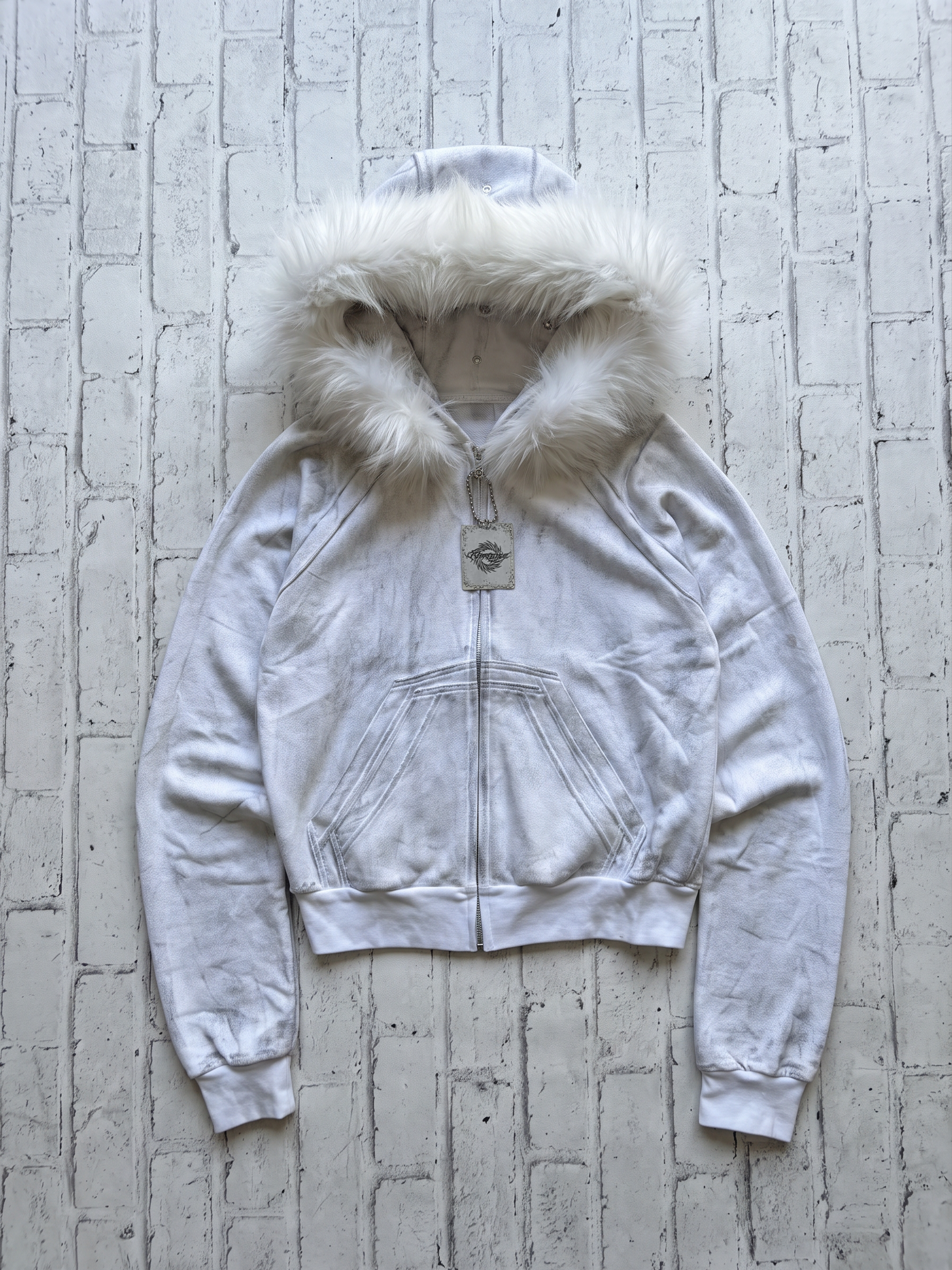 "HALO" ZIP-UP FUR HOODIE