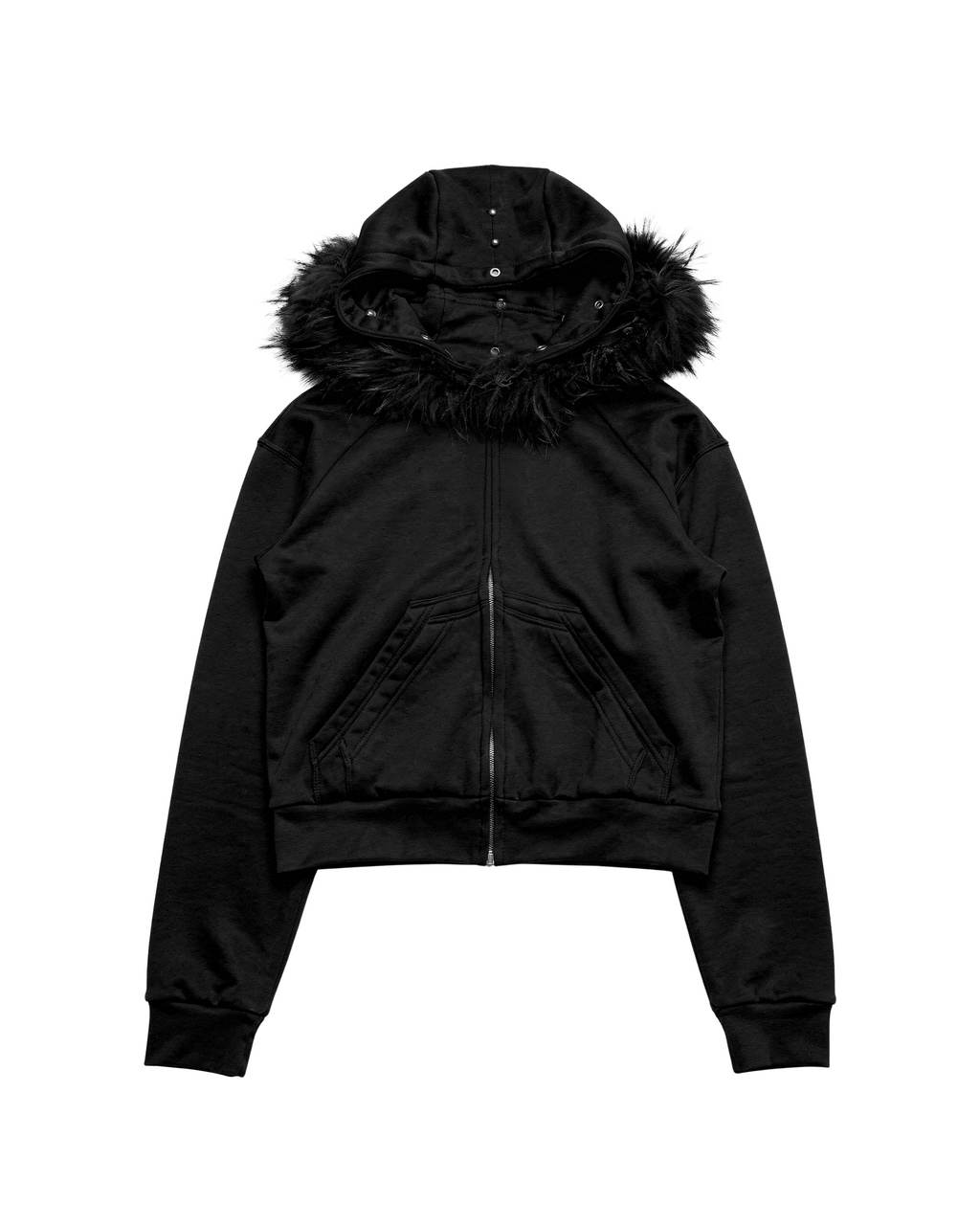 "NIGHT" ZIP-UP FUR HOODIE