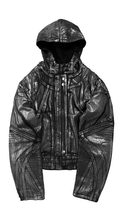 CRACKED DENIM PAINTER JACKET