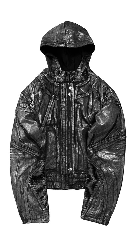 CRACKED DENIM PAINTER JACKET