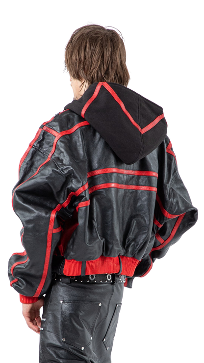 "PRYZM" 2TONE LEATHER BOMBER