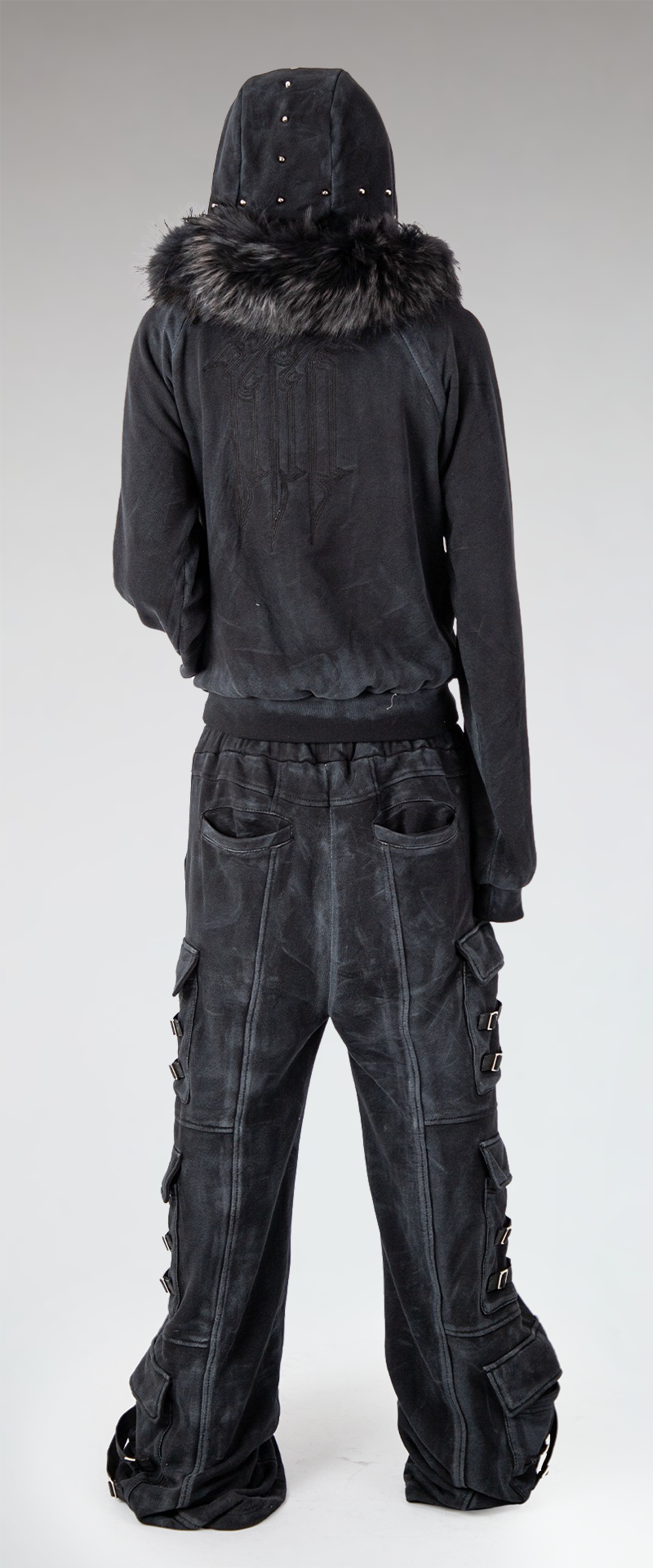 "OBSIDIA" FOX FUR WAXED COTTON SET