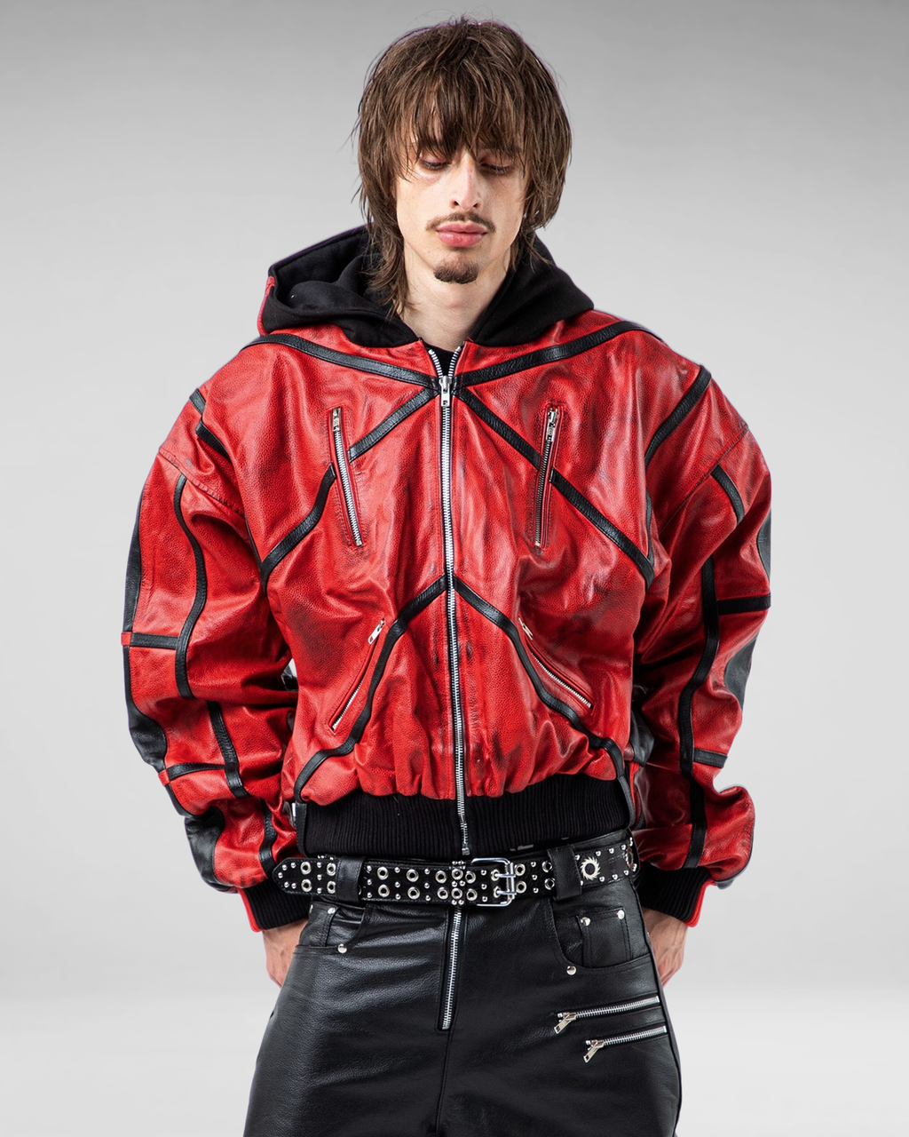"PRYZM" 2TONE LEATHER BOMBER
