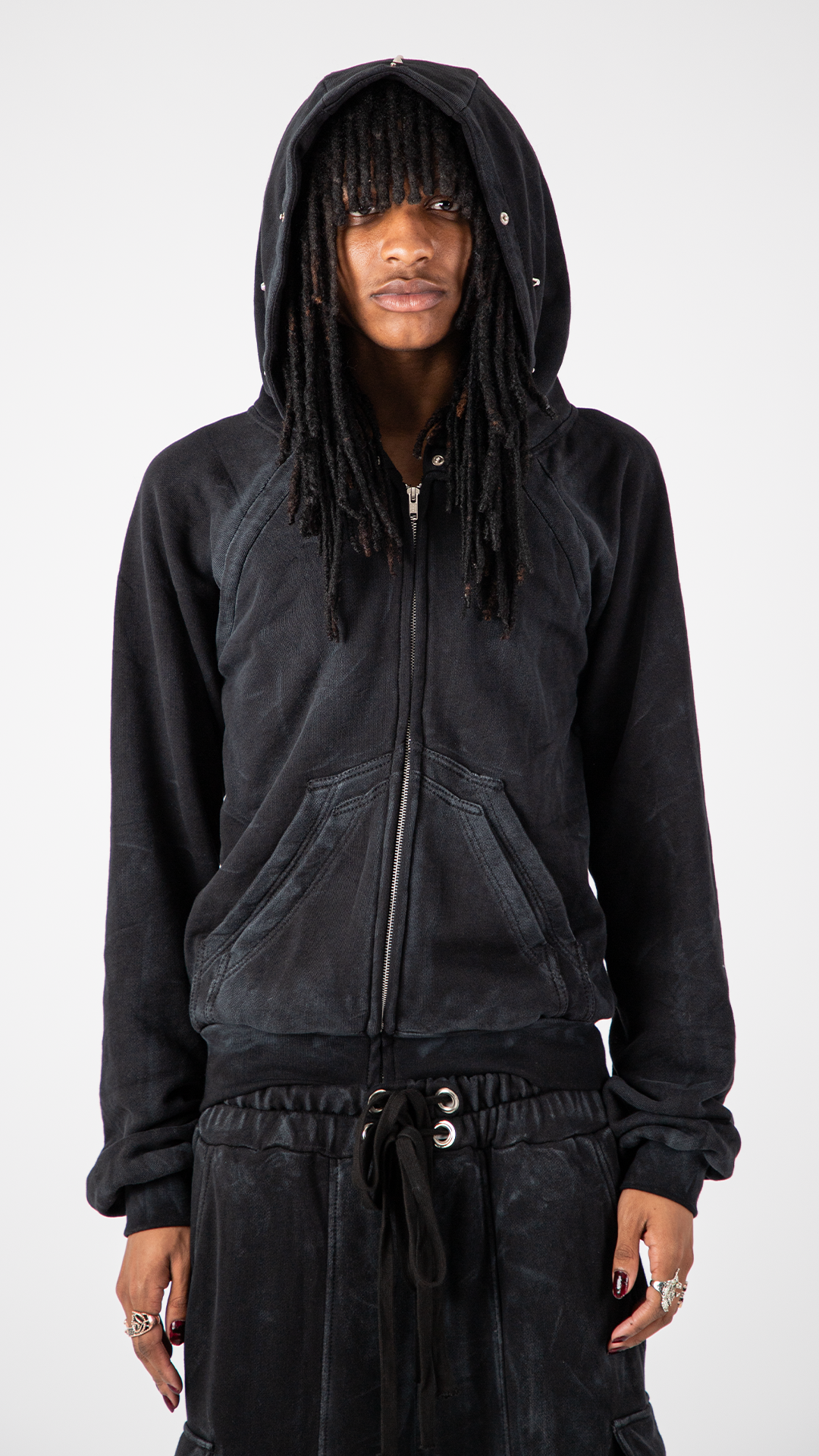 "OBSIDIA" FOX FUR WAXED COTTON SET