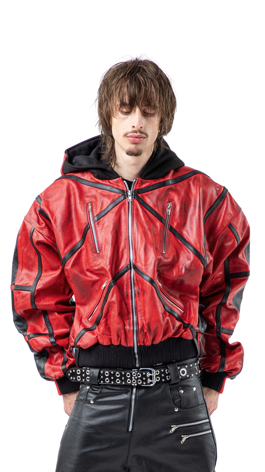 "PRYZM" 2TONE LEATHER BOMBER