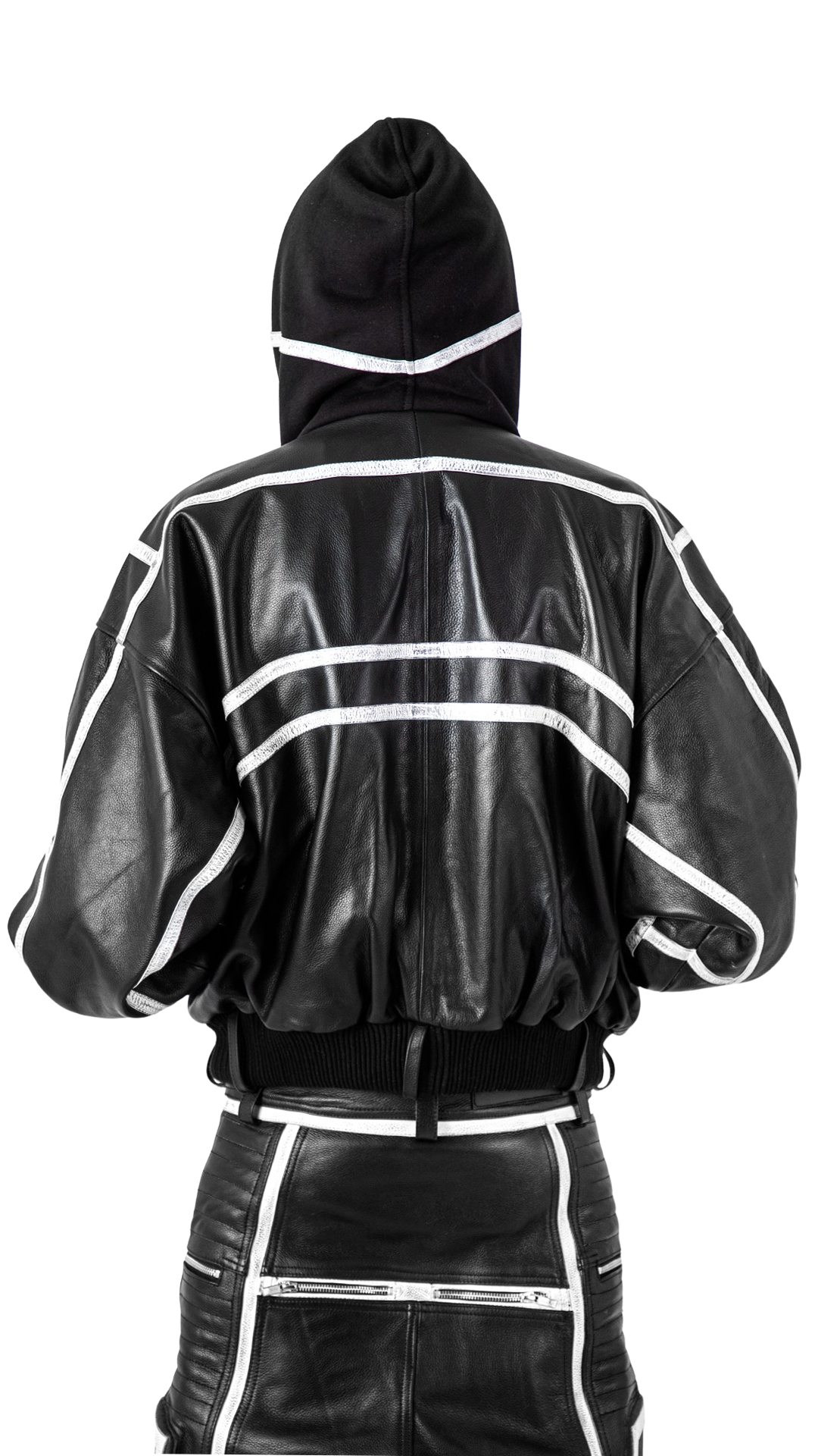 "PRYZM" WHITE LEATHER BOMBER