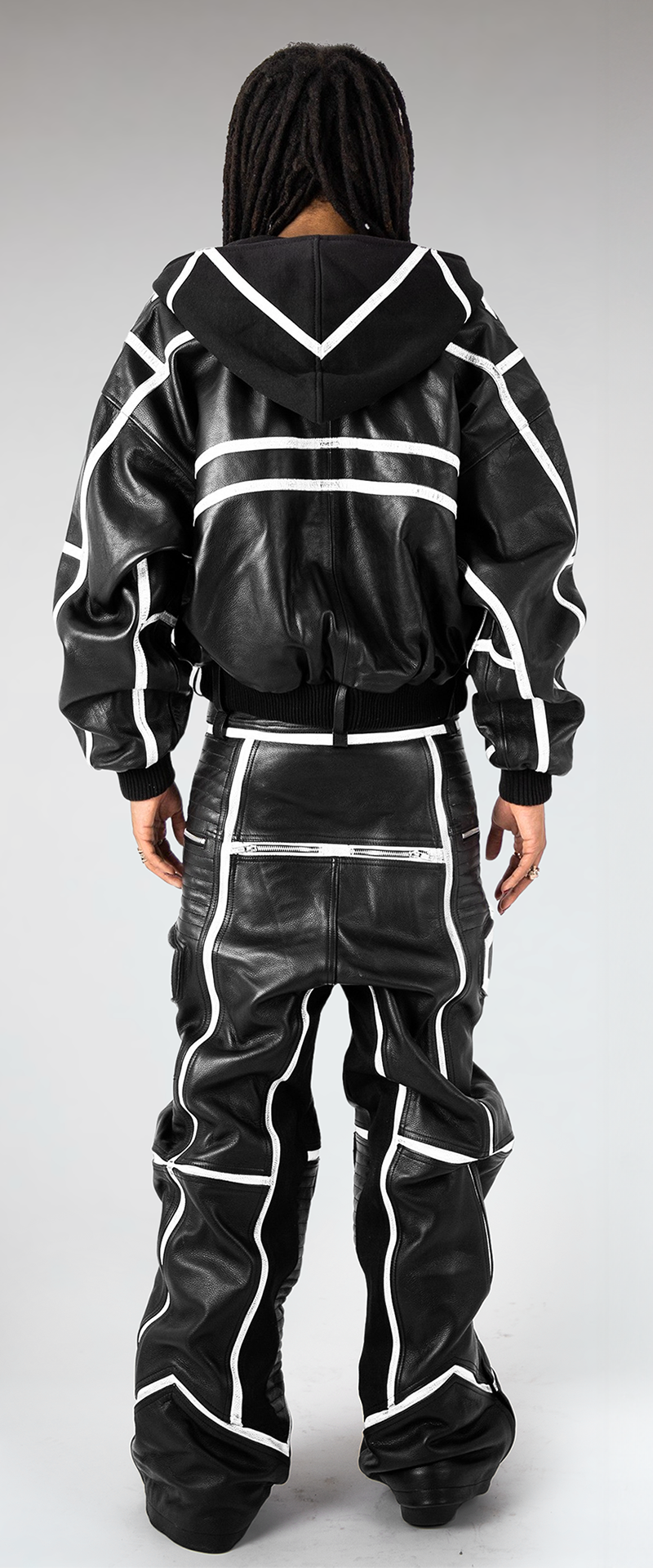 "PRZYM" WHITE/BLACK LEATHER SET