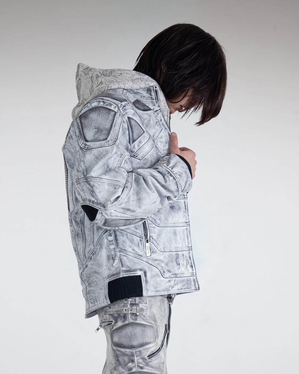 MECH WHITE LEATHER JACKET