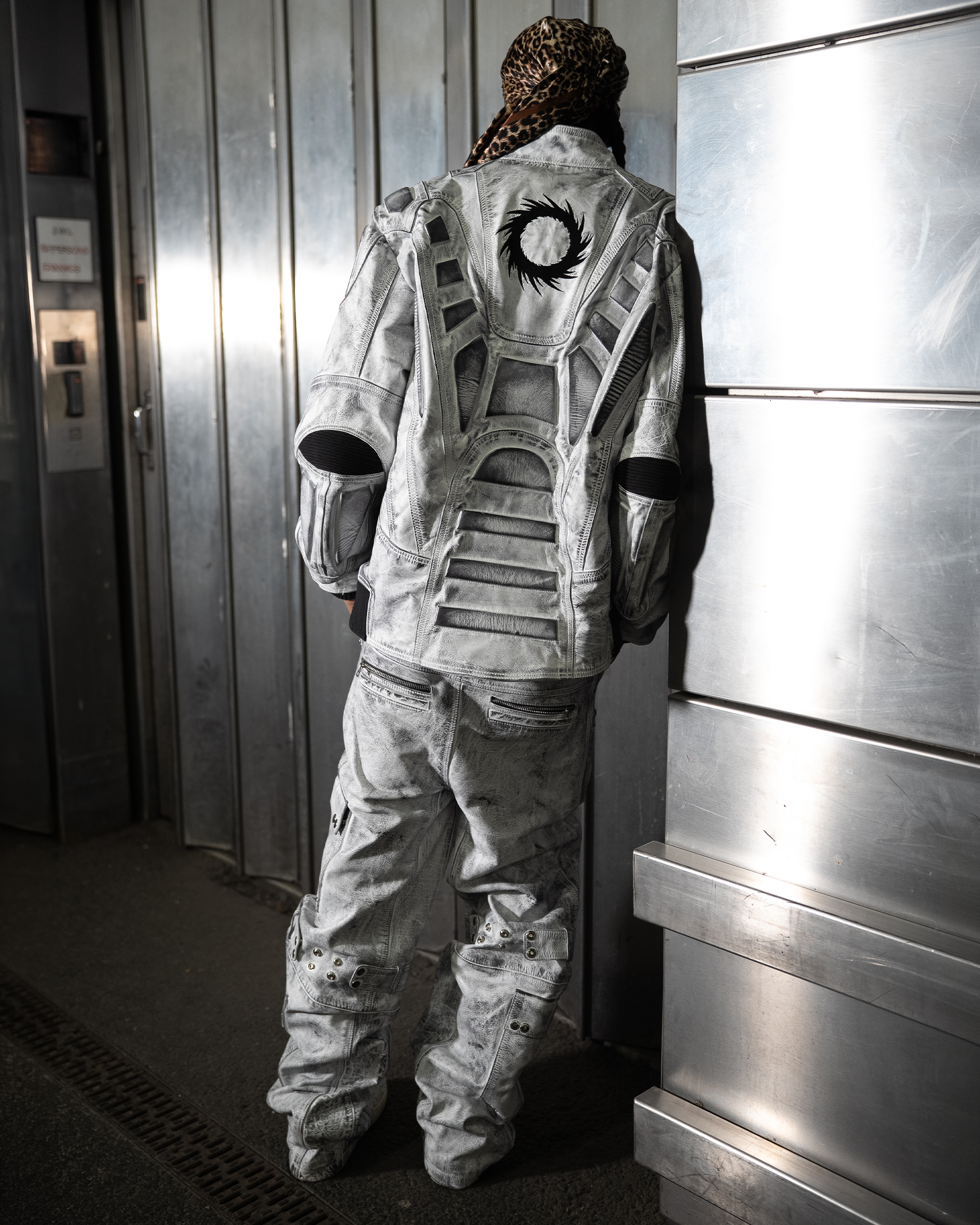 MECH WHITE LEATHER JACKET