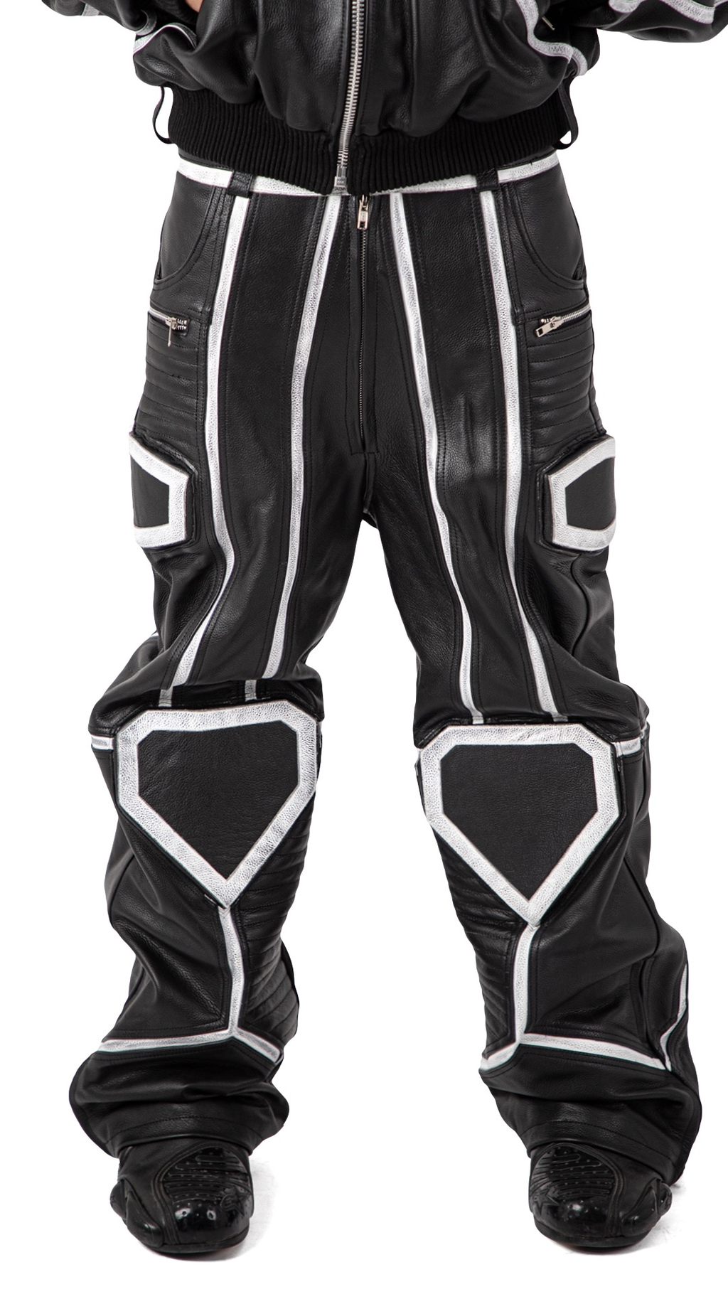 "PRZYM" WHITE/BLACK LEATHER SET