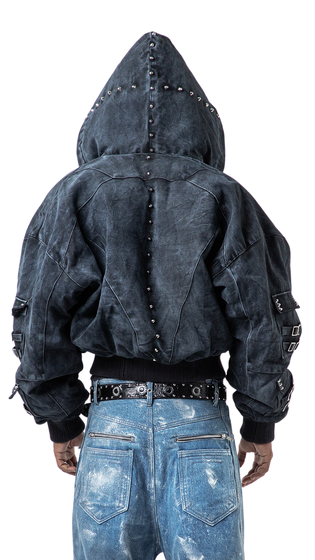 "OBSIDIA" WAXED GOOSE-DOWN DENIM BOMBER