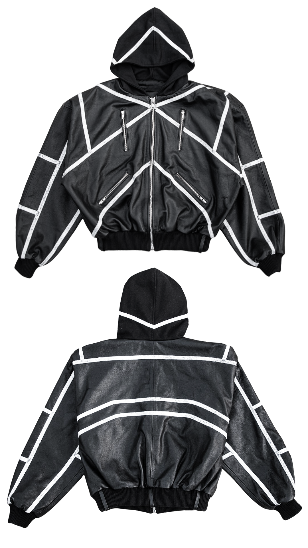 "PRYZM" WHITE LEATHER BOMBER