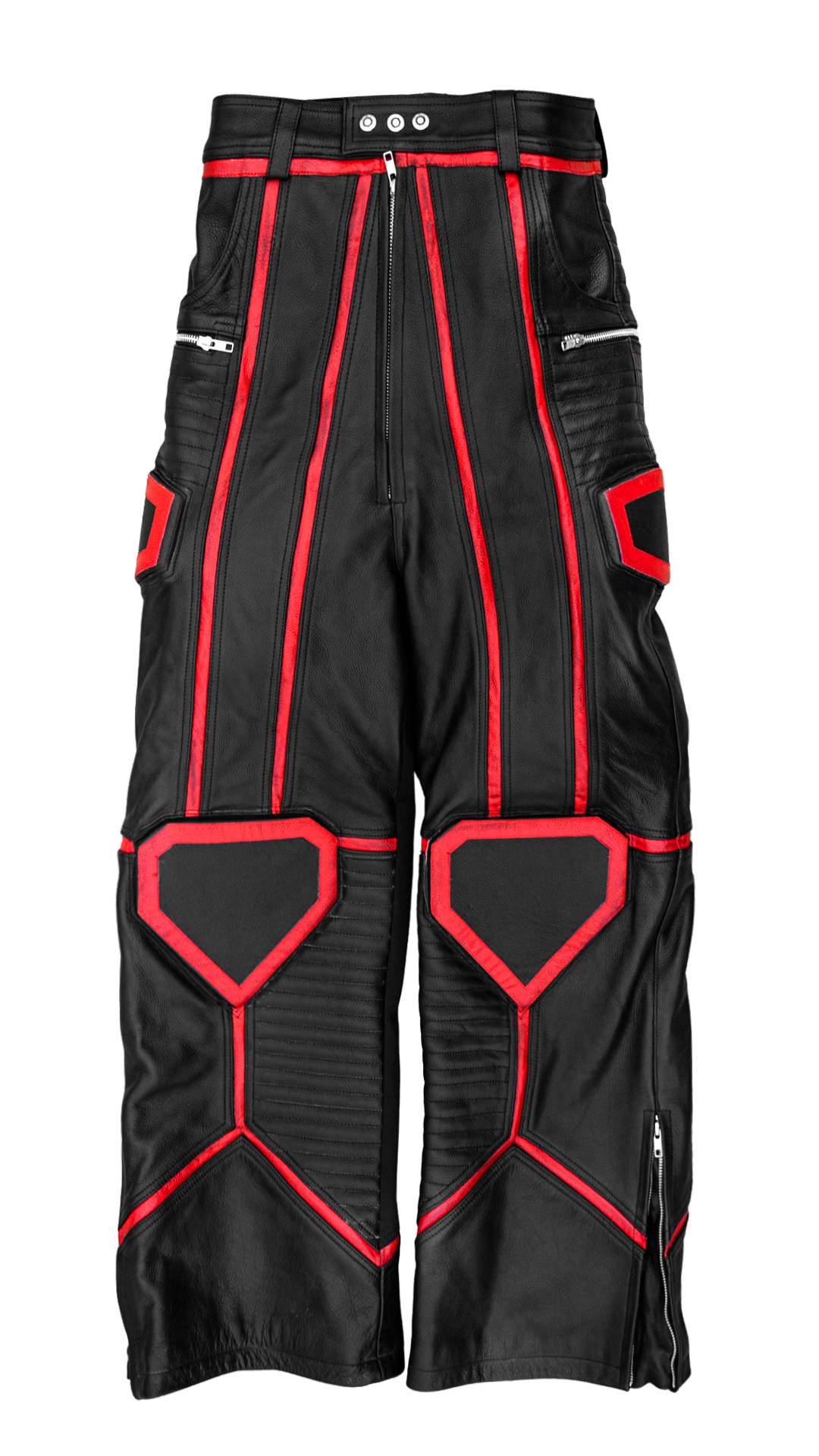"PRYZM" RED LEATHER BIKER PANTS