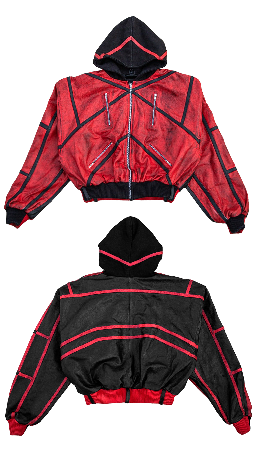 "PRYZM" 2TONE RED/BLACK LEATHER SET