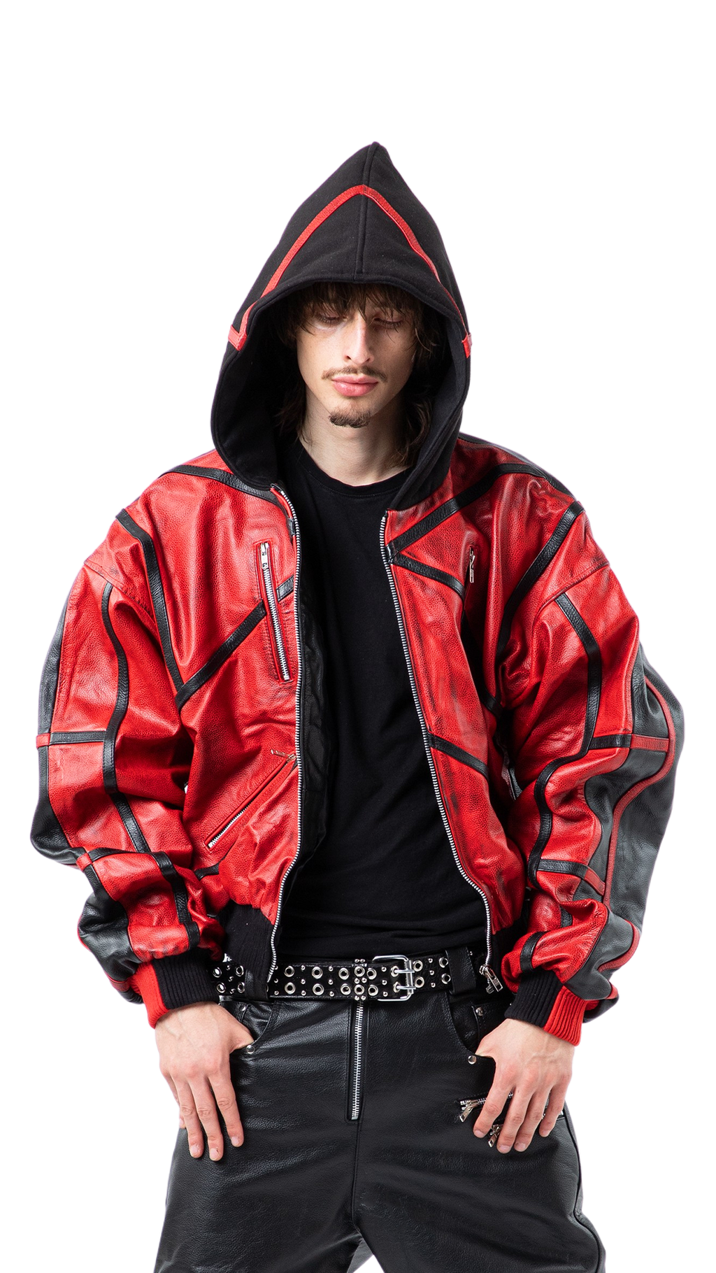 "PRYZM" 2TONE RED/BLACK LEATHER SET