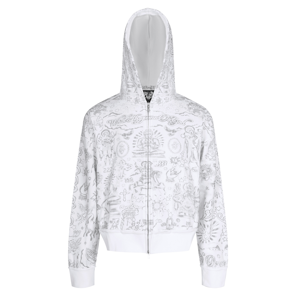 TATTOO ANGEL ZIP UP HOODIE