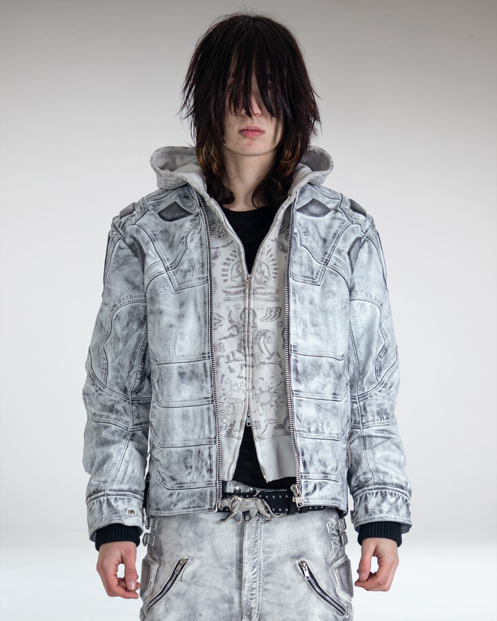 MECH WHITE LEATHER JACKET