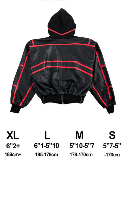 "PRYZM" RED LEATHER BOMBER