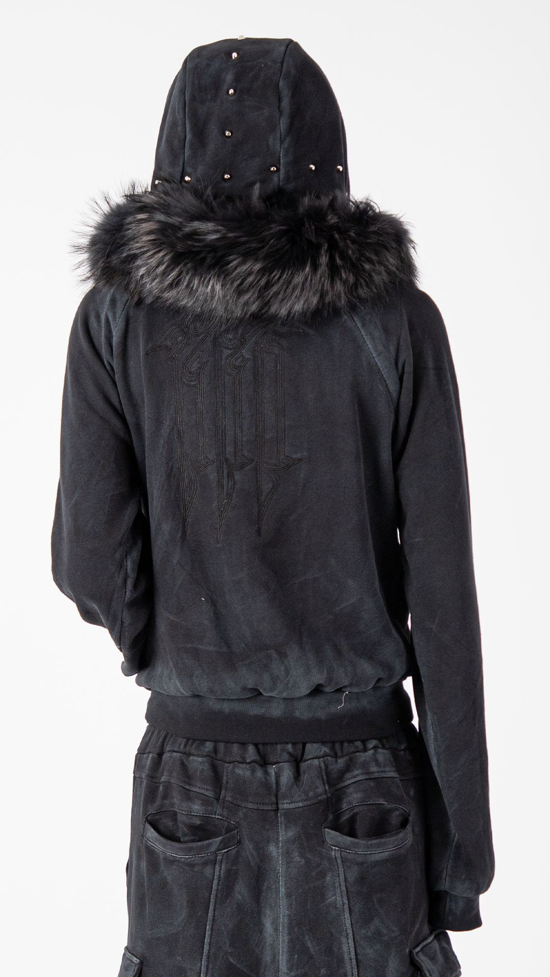 "OBSIDIA" FOX FUR WAXED HOODIE