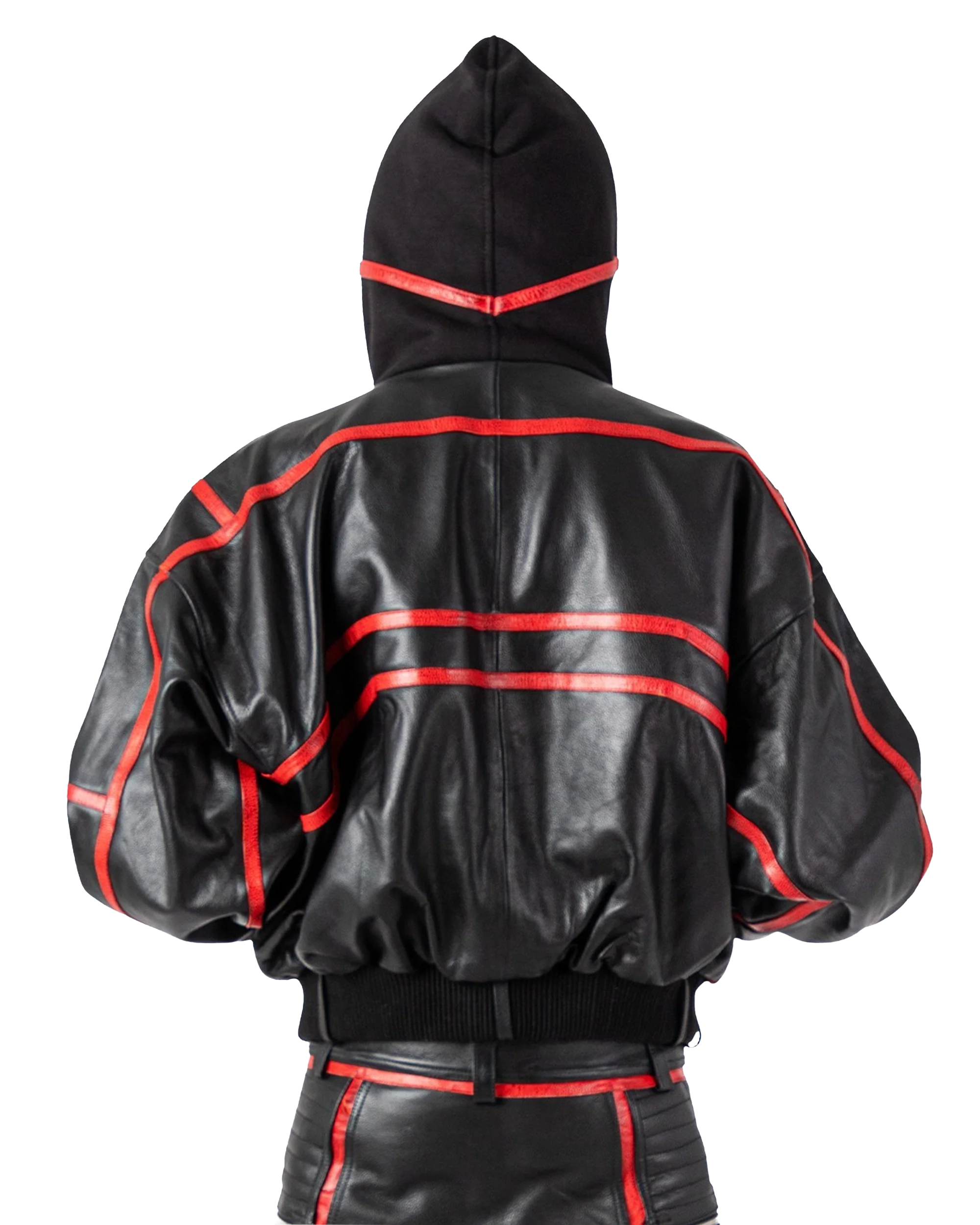 "PRYZM" RED LEATHER BOMBER