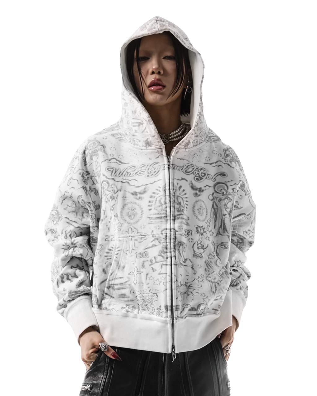 TATTOO ANGEL ZIP UP HOODIE