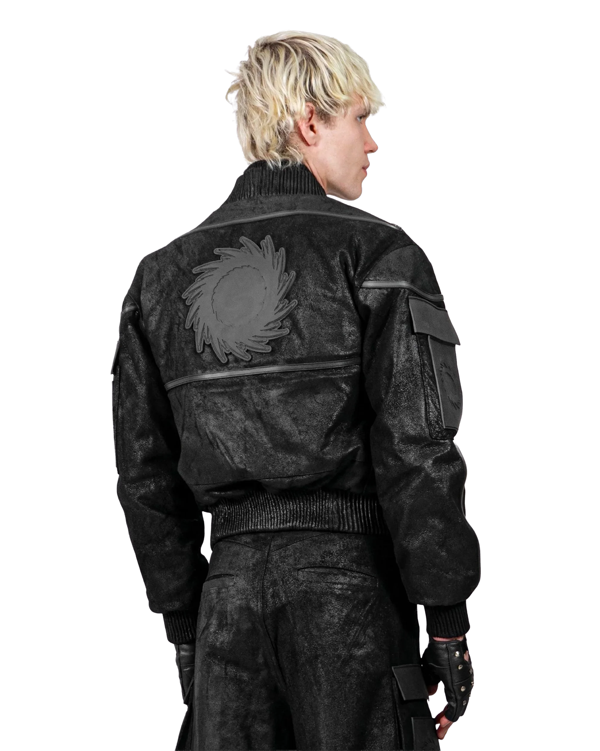 CRACKED LEATHER BOMBER