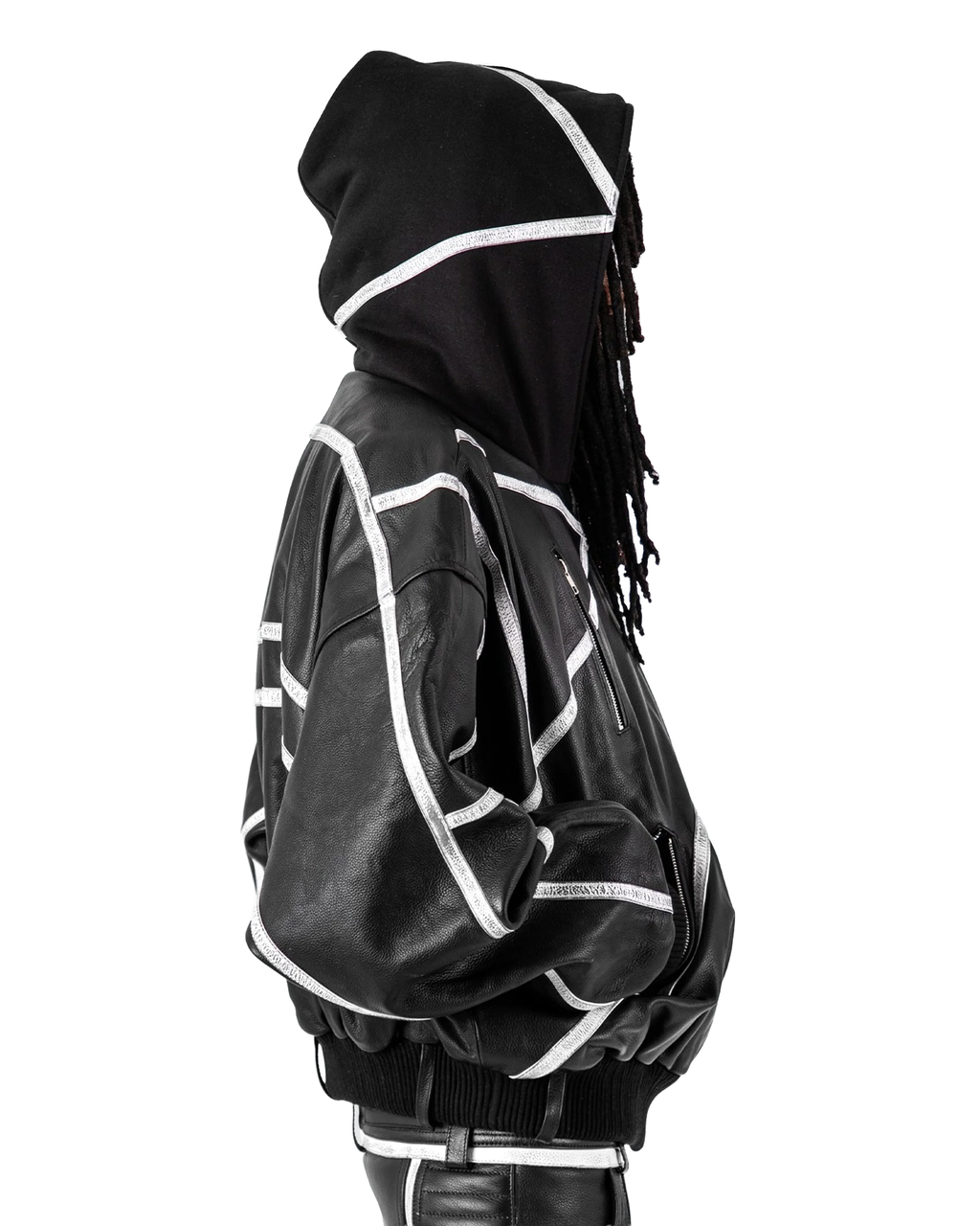 "PRYZM" WHITE LEATHER BOMBER