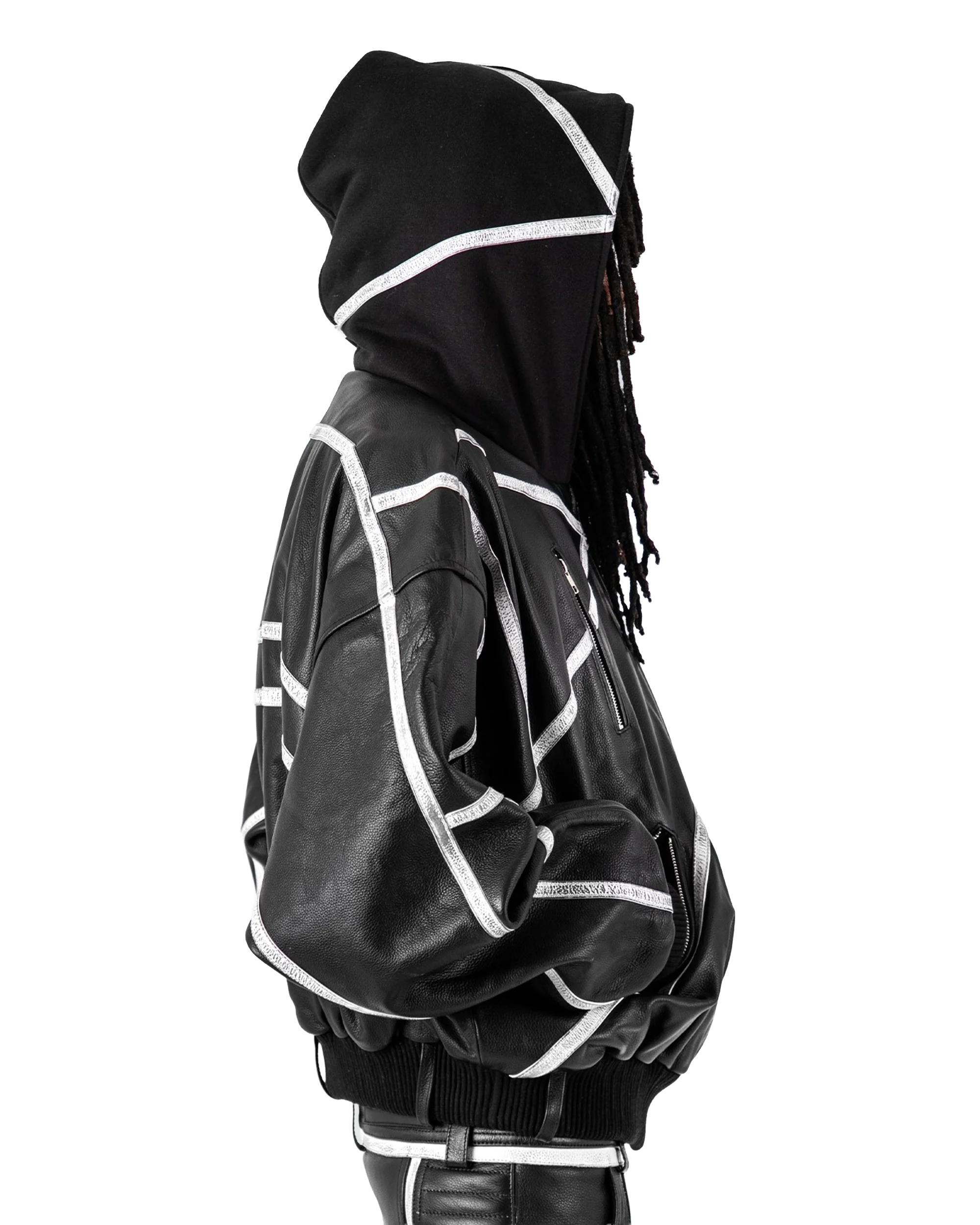 "PRYZM" WHITE LEATHER BOMBER