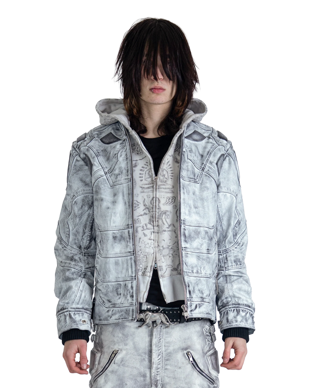 MECH WHITE LEATHER JACKET