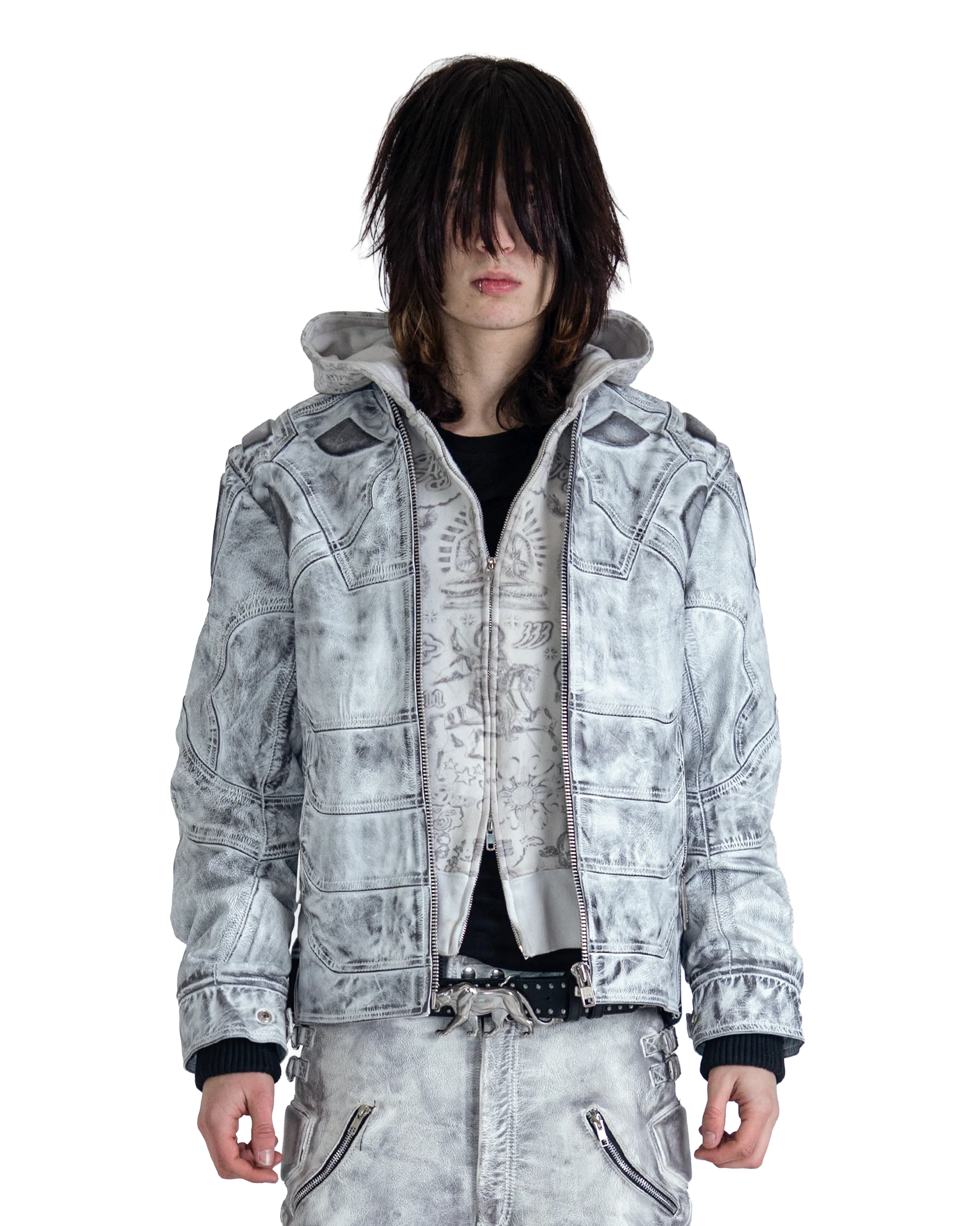 MECH WHITE LEATHER JACKET