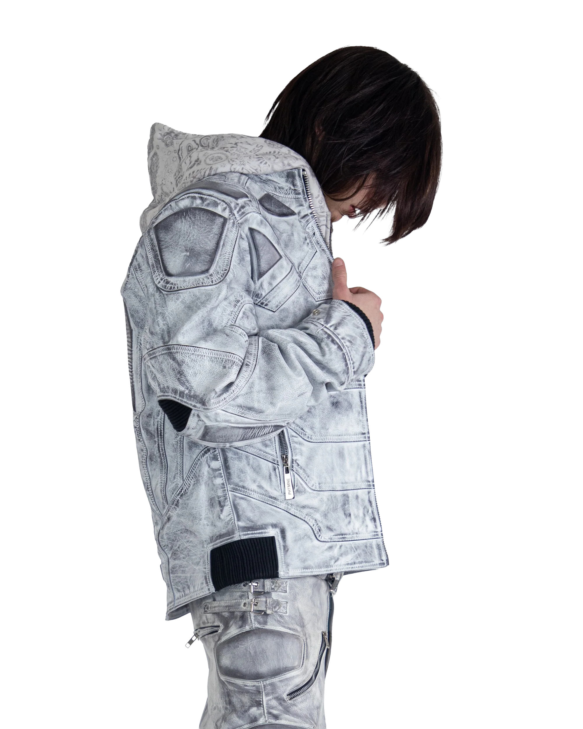 MECH WHITE LEATHER JACKET