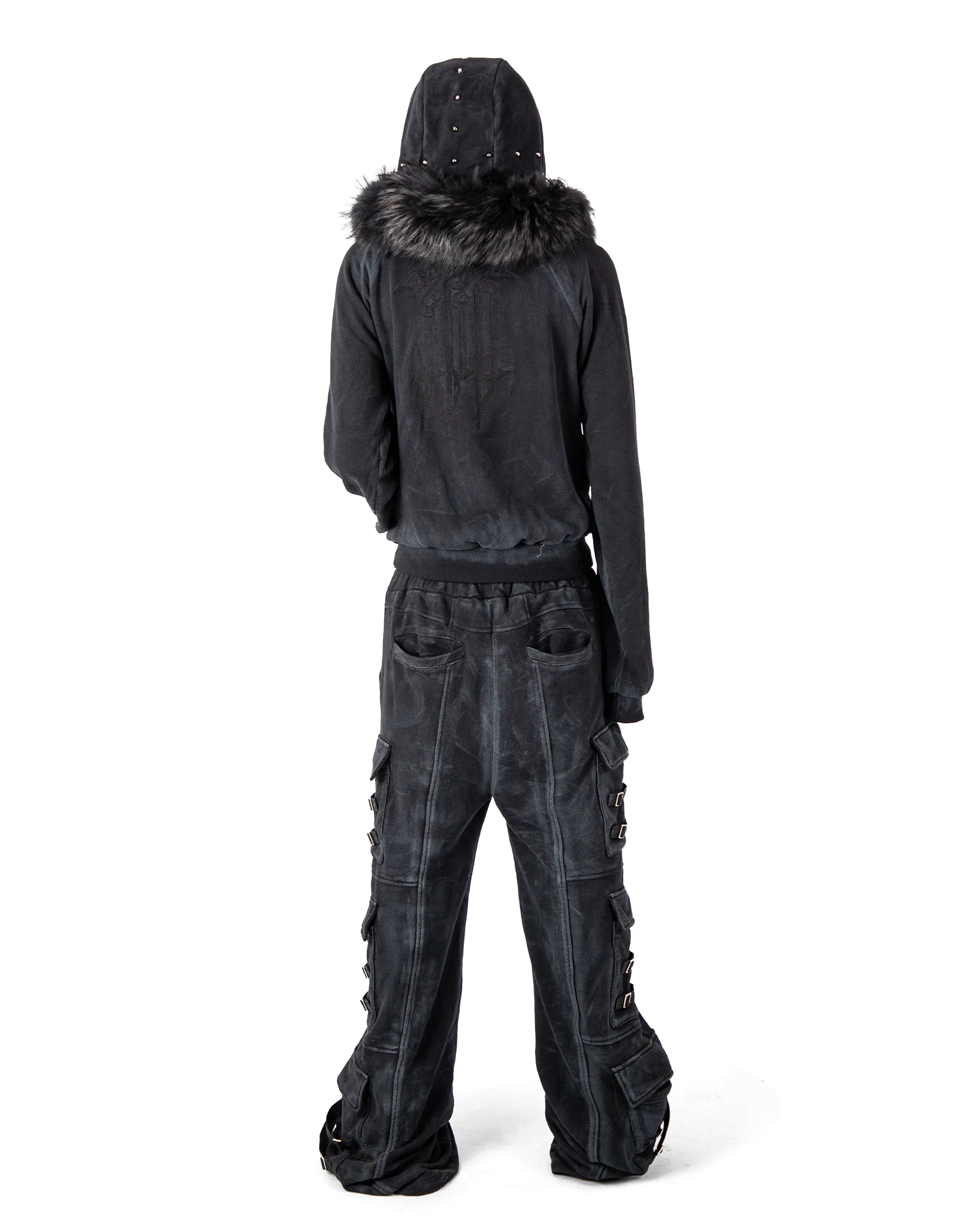 "OBSIDIA" FOX FUR WAXED HOODIE
