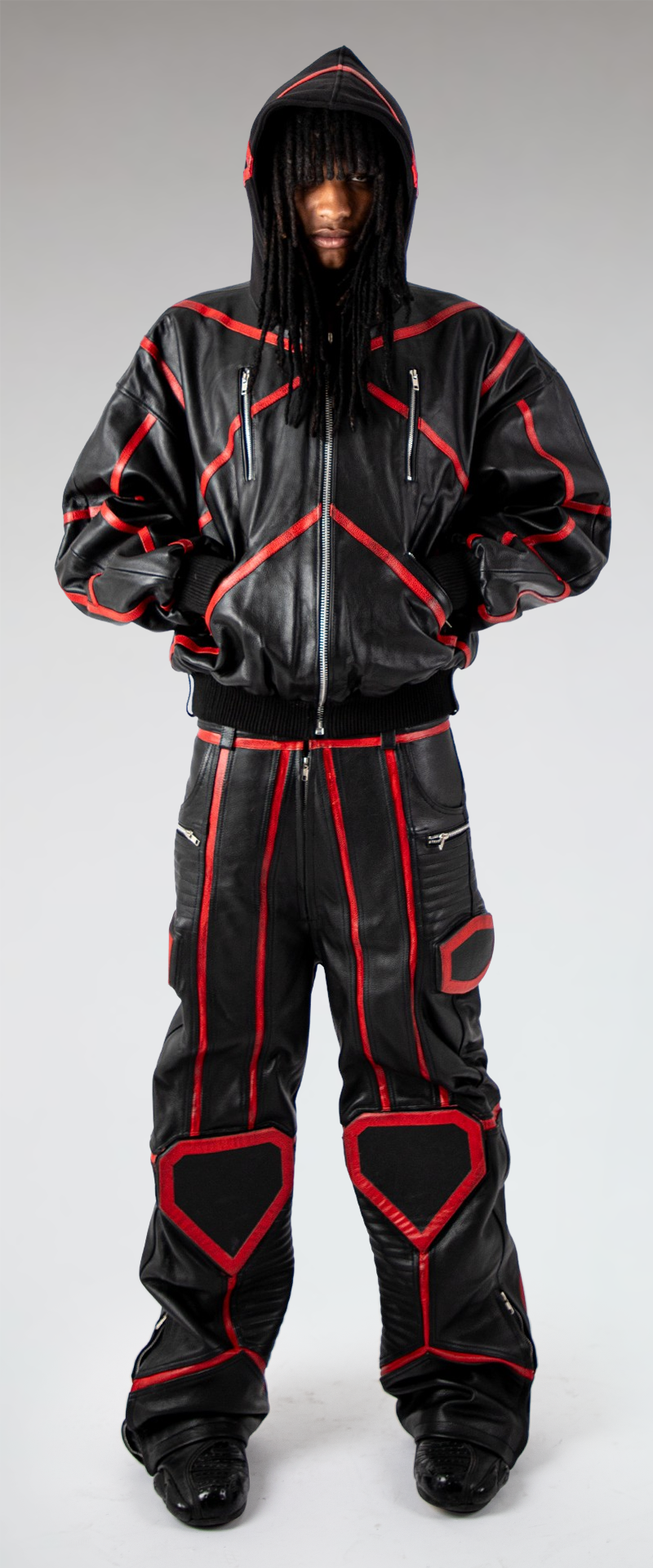 "PRZYM" RED/BLACK LEATHER SET